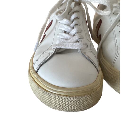 Veja Esplar White Red Leather Casual Shoes Sneakers Lace Up Women's US Size 7 - Picture 3 of 14